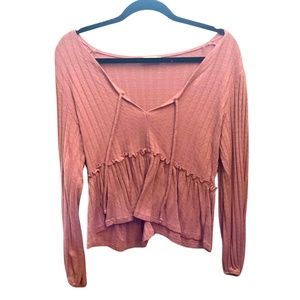 Altar’d State Knit Front-Tie Babydoll Top